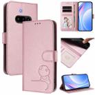 For Nothing Phone 3a Litter Panda Embossing RFID Leather Phone Case with Lanyard(Pink) - 1