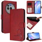For Nothing Phone 3a Pro Litter Panda Embossing RFID Leather Phone Case with Lanyard(Wine Red) - 1