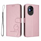For ZTE Blade A35 Lite / A35 Core Litter Panda Embossing RFID Leather Phone Case with Lanyard(Pink) - 2
