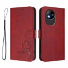 For ZTE Blade A35 Lite / A35 Core Litter Panda Embossing RFID Leather Phone Case with Lanyard(Wine Red) - 2