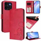 For ZTE Blade A35 / A55 Litter Panda Embossing RFID Leather Phone Case with Lanyard(Rose Red) - 1