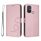 For ZTE Blade A52 Litter Panda Embossing RFID Leather Phone Case with Lanyard(Pink) - 2