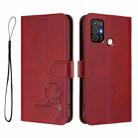 For ZTE Blade A52 Litter Panda Embossing RFID Leather Phone Case with Lanyard(Wine Red) - 2
