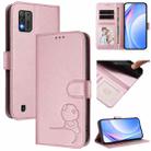 For ZTE Blade A52 Lite Litter Panda Embossing RFID Leather Phone Case with Lanyard(Pink) - 1