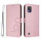 For ZTE Blade A52 Lite Litter Panda Embossing RFID Leather Phone Case with Lanyard(Pink) - 2