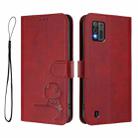 For ZTE Blade A52 Lite Litter Panda Embossing RFID Leather Phone Case with Lanyard(Wine Red) - 2