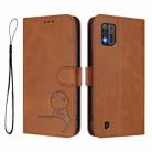 For ZTE Blade A52 Lite Litter Panda Embossing RFID Leather Phone Case with Lanyard(Brown) - 2