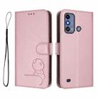 For ZTE Blade A53 / A53+ Litter Panda Embossing RFID Leather Phone Case with Lanyard(Pink) - 2