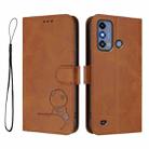 For ZTE Blade A53 / A53+ Litter Panda Embossing RFID Leather Phone Case with Lanyard(Brown) - 2