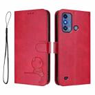 For ZTE Blade A53 Pro Litter Panda Embossing RFID Leather Phone Case with Lanyard(Rose Red) - 2