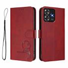For ZTE Blade A73 4G Litter Panda Embossing RFID Leather Phone Case with Lanyard(Wine Red) - 2
