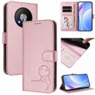 For ZTE Blade A73 5G Litter Panda Embossing RFID Leather Phone Case with Lanyard(Pink) - 1