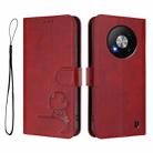 For ZTE Blade A73 5G Litter Panda Embossing RFID Leather Phone Case with Lanyard(Wine Red) - 2