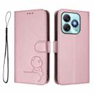 For ZTE Blade A75 4G Litter Panda Embossing RFID Leather Phone Case with Lanyard(Pink) - 2