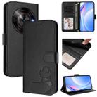 For ZTE Blade A75 5G / nubia Focus Litter Panda Embossing RFID Leather Phone Case with Lanyard(Black) - 1