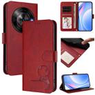 For ZTE Blade A75 5G / nubia Focus Litter Panda Embossing RFID Leather Phone Case with Lanyard(Wine Red) - 1