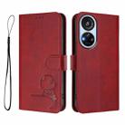 For ZTE Blade V40s Litter Panda Embossing RFID Leather Phone Case with Lanyard(Wine Red) - 2