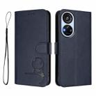 For ZTE Blade V40s Litter Panda Embossing RFID Leather Phone Case with Lanyard(Blue) - 2