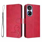For ZTE Blade V40s Litter Panda Embossing RFID Leather Phone Case with Lanyard(Rose Red) - 2