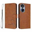 For ZTE Blade V40s Litter Panda Embossing RFID Leather Phone Case with Lanyard(Brown) - 2
