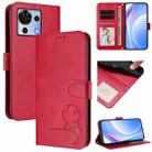 For ZTE Blade V50 Vita Litter Panda Embossing RFID Leather Phone Case with Lanyard(Rose Red) - 1