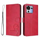 For ZTE Blade V50 Vita Litter Panda Embossing RFID Leather Phone Case with Lanyard(Rose Red) - 2