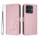 For ZTE Blade V60 Vita / V60 Design Litter Panda Embossing RFID Leather Phone Case with Lanyard(Pink) - 2