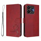 For ZTE Blade V60 Vita / V60 Design Litter Panda Embossing RFID Leather Phone Case with Lanyard(Wine Red) - 2