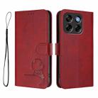 For ZTE Blade V70 Litter Panda Embossing RFID Leather Phone Case with Lanyard(Wine Red) - 2