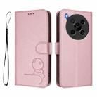 For ZTE Blade V70 Max Litter Panda Embossing RFID Leather Phone Case with Lanyard(Pink) - 2