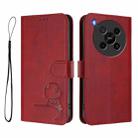 For ZTE Blade V70 Max Litter Panda Embossing RFID Leather Phone Case with Lanyard(Wine Red) - 2