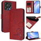 For ZTE Blade V70 Vita / V70 Design Litter Panda Embossing RFID Leather Phone Case with Lanyard(Wine Red) - 1