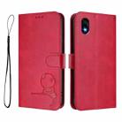 For ZTE Kantan Sumaho 4 A402ZT Litter Panda Embossing RFID Leather Phone Case with Lanyard(Rose Red) - 2
