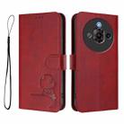 For ZTE nubia Focus Pro Litter Panda Embossing RFID Leather Phone Case with Lanyard(Wine Red) - 2