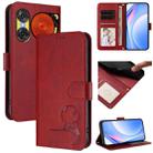 For ZTE nubia Music 2 Litter Panda Embossing RFID Leather Phone Case with Lanyard(Wine Red) - 1