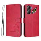 For ZTE nubia Neo 3 Litter Panda Embossing RFID Leather Phone Case with Lanyard(Rose Red) - 2