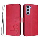 For ZTE nubia S 5G A403ZT Litter Panda Embossing RFID Leather Phone Case with Lanyard(Rose Red) - 2