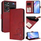 For ZTE nubia Z60 Ultra Litter Panda Embossing RFID Leather Phone Case with Lanyard(Wine Red) - 1