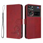 For ZTE nubia Z60 Ultra Litter Panda Embossing RFID Leather Phone Case with Lanyard(Wine Red) - 2