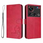 For ZTE nubia Z70 Ultra Litter Panda Embossing RFID Leather Phone Case with Lanyard(Rose Red) - 2