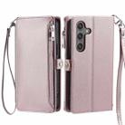For Samsung Galaxy S25 FE 5G Leather Stitching Multi-card Slot Zipper Phone Case(Rose Gold) - 2