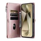 For Samsung Galaxy S25 FE 5G Leather Stitching Multi-card Slot Zipper Phone Case(Rose Gold) - 3