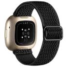 For Fitbit Versa 4 / 3 / Sense2 / 1 xDfind Wavy Nylon Braided Stretch Watch Band with Adjustment Buckle(Black) - 1