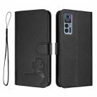 For TCL 30 4G / 30 5G / 30 Plus Litter Panda Embossing RFID Leather Phone Case with Lanyard(Black) - 2