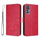 For TCL 30 4G / 30 5G / 30 Plus Litter Panda Embossing RFID Leather Phone Case with Lanyard(Rose Red) - 2