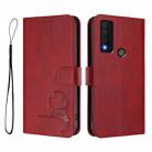 For TCL 30 XE 5G / 30V 5G / T781S Litter Panda Embossing RFID Leather Phone Case with Lanyard(Wine Red) - 2