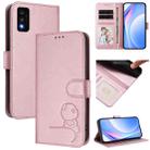 For TCL 30T T603DL Litter Panda Embossing RFID Leather Phone Case with Lanyard(Pink) - 1