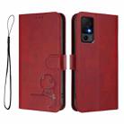 For TCL 40 XL / 40 T T608DL Litter Panda Embossing RFID Leather Phone Case with Lanyard(Wine Red) - 2