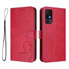 For TCL 40 XL / 40 T T608DL Litter Panda Embossing RFID Leather Phone Case with Lanyard(Rose Red) - 2