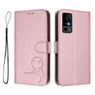 For TCL 40 R 5G / Sharp Aquos V6 Litter Panda Embossing RFID Leather Phone Case with Lanyard(Pink) - 2